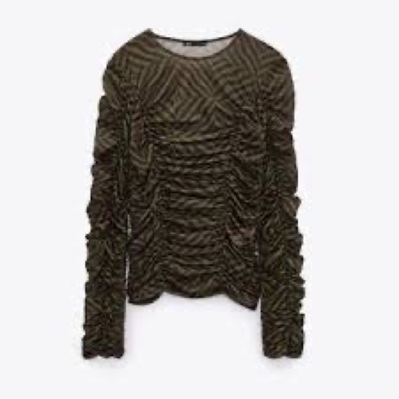 Zara Striped Mesh Top - Picture 1 of 2